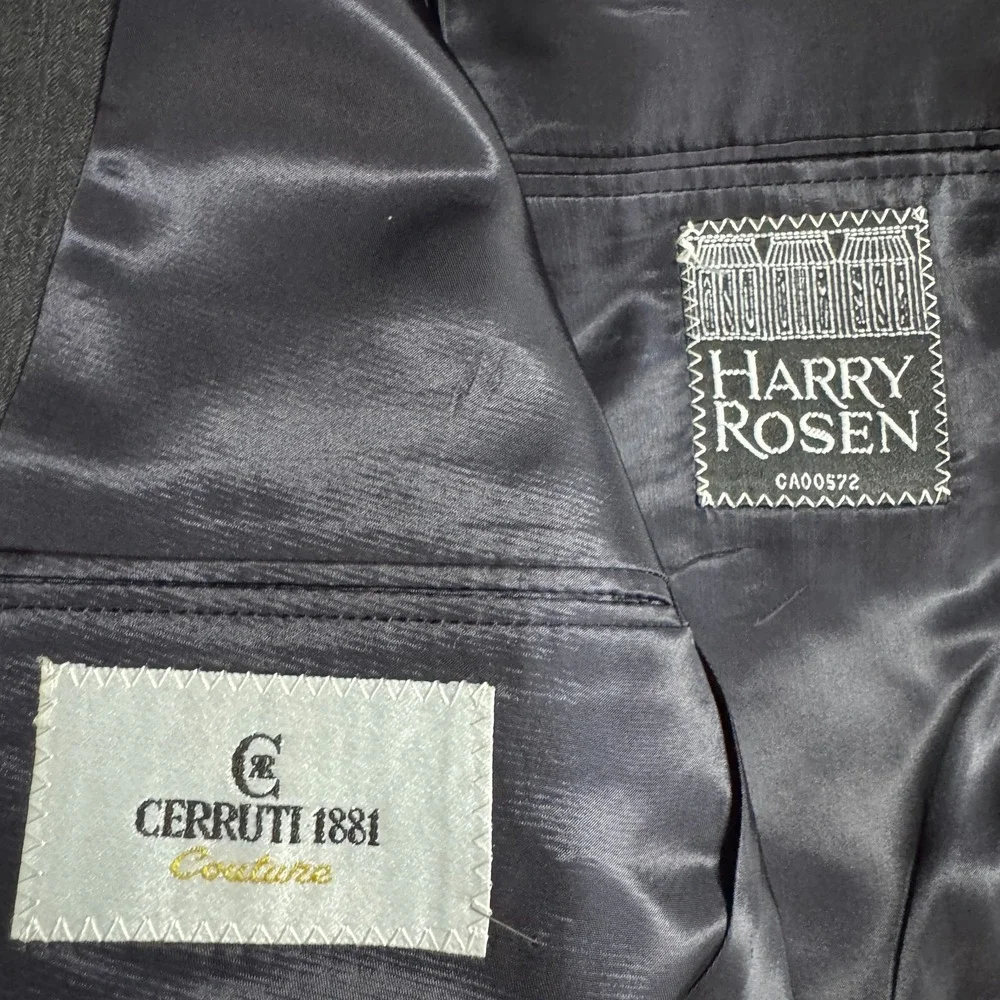 Cerruti 1881‎ Harry Rosen USA Men's Suit 38R 31W Solid Gray 2-Button Wool